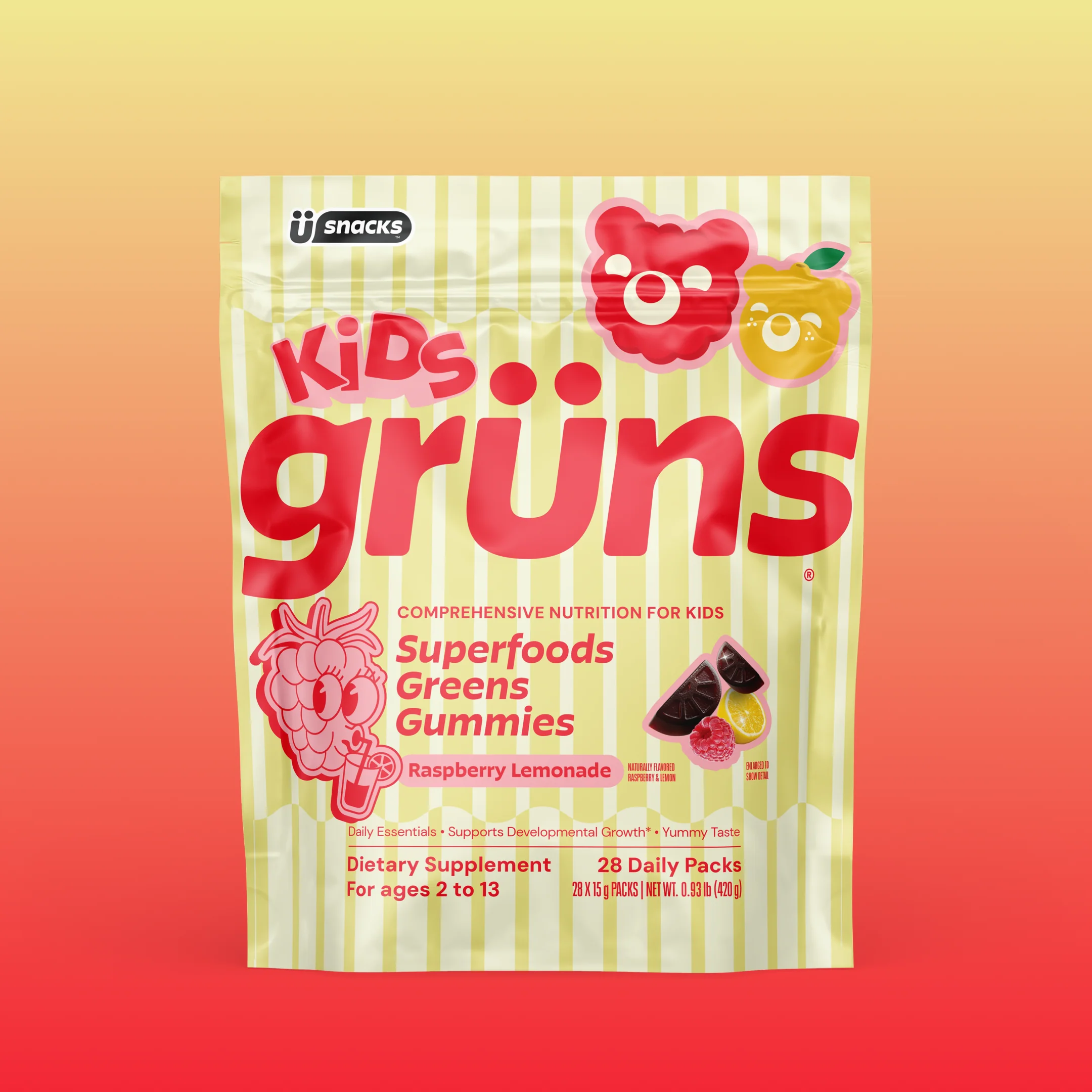 Grüns Kids Raspberry Lemonade - Tasty Daily Nutrition